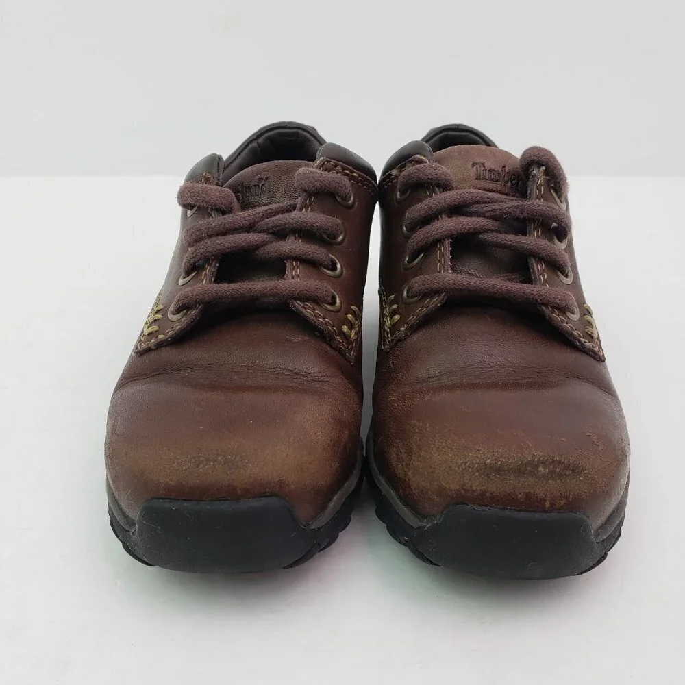 Timberland Baby Bot Size 7.5 Brown Leather Lace Up Casual Shoes 45832 0327